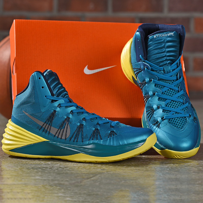 Men Nike Hyperdunk XDR Olympic Sea Blue Yellow Shoes - Click Image to Close